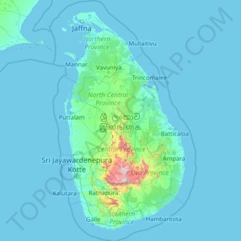斯里兰卡 斯里兰卡  关于这张地图 名称:斯里兰卡地形图,海拔,地势.