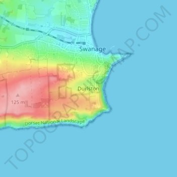 Durlston地形图、海拔、地势