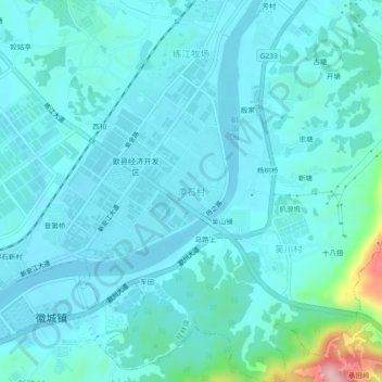潭石村地形图、海拔、地势
