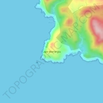 Capo Marrargiu地形图、海拔、地势
