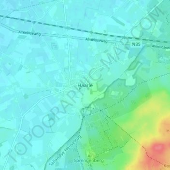 Haarle地形图、海拔、地势