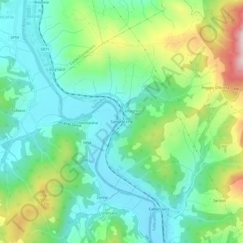 Santa Mama地形图、海拔、地势