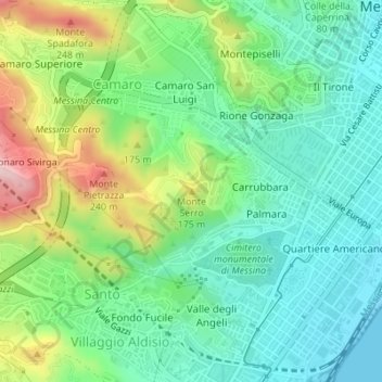 Monte Serro地形图、海拔、地势