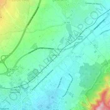 l'Almafrà地形图、海拔、地势