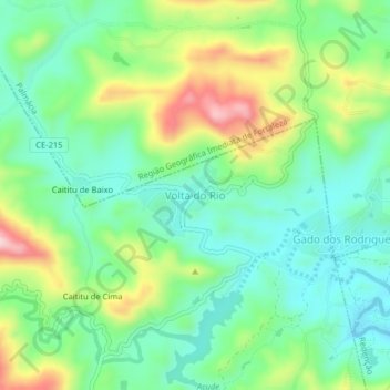 Volta do Rio地形图、海拔、地势