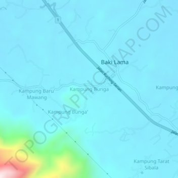 Kampung Bunga地形图、海拔、地势