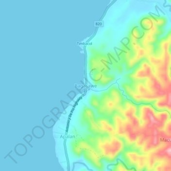 Bagasawe地形图、海拔、地势