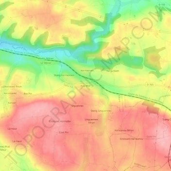 Beg Meil地形图、海拔、地势
