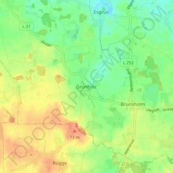 Grünholz地形图、海拔、地势