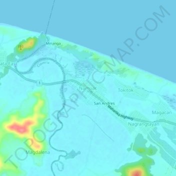Namuac地形图、海拔、地势