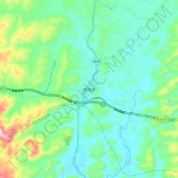 鸡场乡地形图、海拔、地势