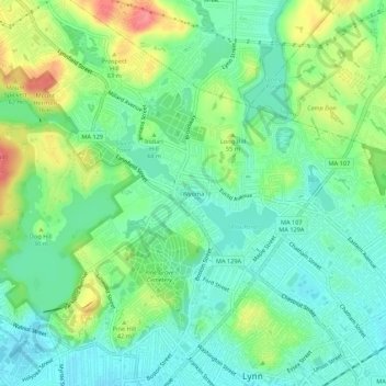 Wyoma地形图、海拔、地势