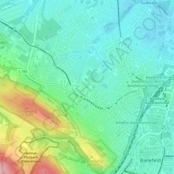 Almbad地形图、海拔、地势