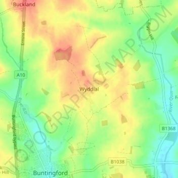 Wyddial地形图、海拔、地势