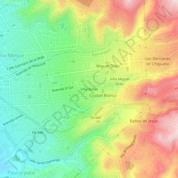 Villa Belen地形图、海拔、地势