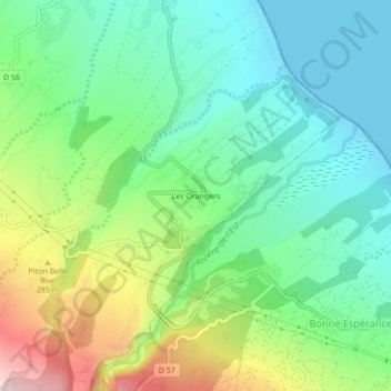Les Orangers地形图、海拔、地势