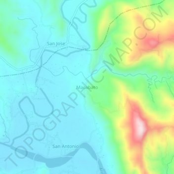 Macabato地形图、海拔、地势