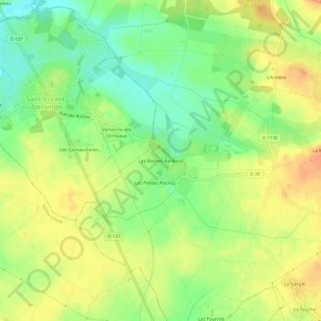 Les Roches Baritaud地形图、海拔、地势