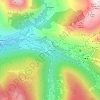 Tredós地形图、海拔、地势