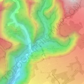 Grand Bassin地形图、海拔、地势