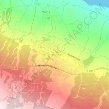 Honokaa地形图、海拔、地势