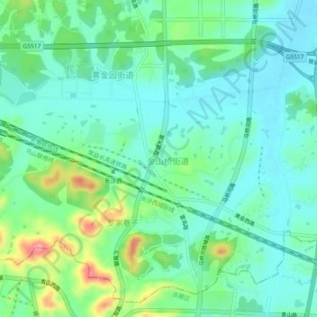 黄金地形图、海拔、地势