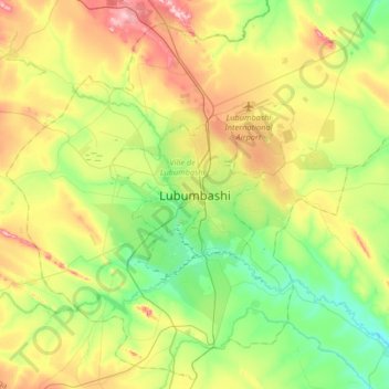 卢本巴希地形图、海拔、地势