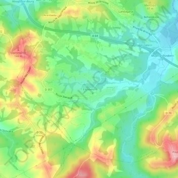 Elizaberri地形图、海拔、地势