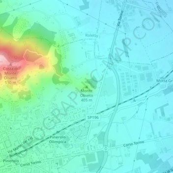 Monte Oliveto地形图、海拔、地势