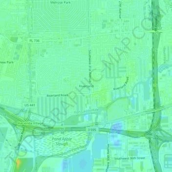 Riverland地形图、海拔、地势