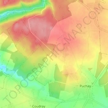 Les Mesnils地形图、海拔、地势