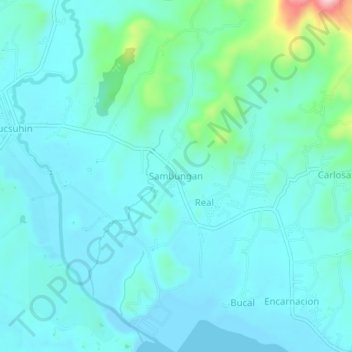 Sambungan地形图、海拔、地势