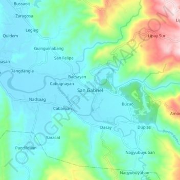 San Gabriel地形图、海拔、地势