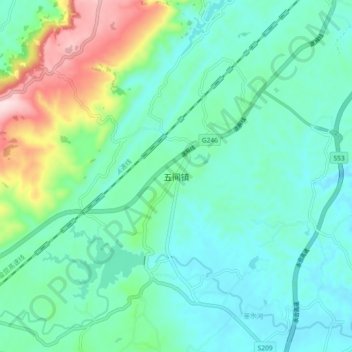五间镇地形图、海拔、地势
