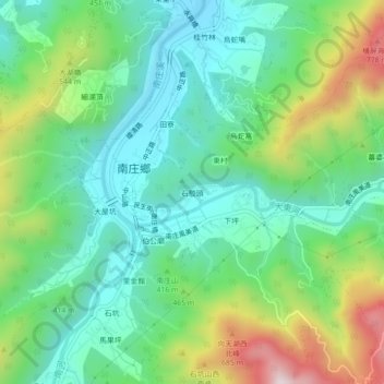 石駁頭地形图、海拔、地势