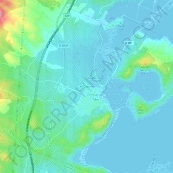 Les Cabanes地形图、海拔、地势