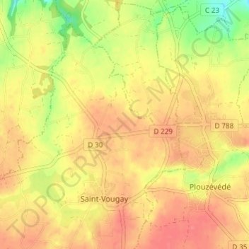 Kerfraval地形图、海拔、地势