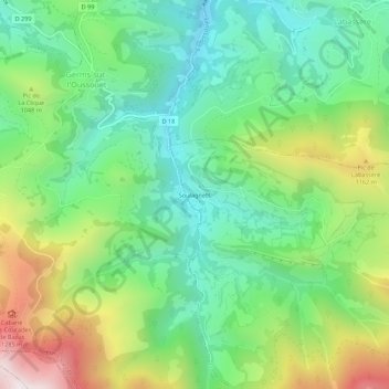 Soulagnets地形图、海拔、地势