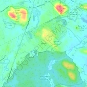 Pinefield地形图、海拔、地势