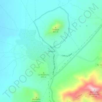Tindaya地形图、海拔、地势