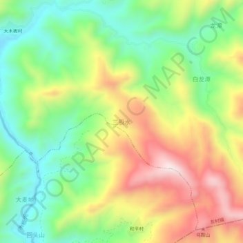三股水地形图、海拔、地势