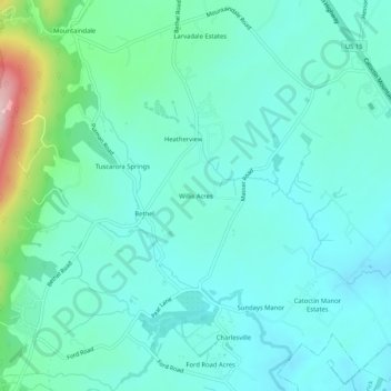 Willis Acres地形图、海拔、地势