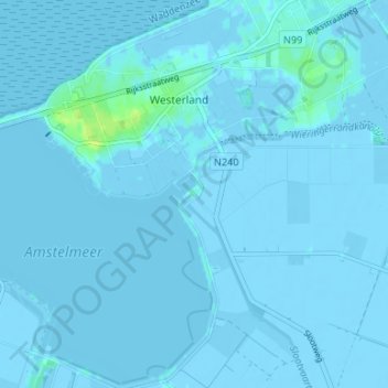 De Haukes地形图、海拔、地势