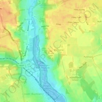 Vicars Hill地形图、海拔、地势