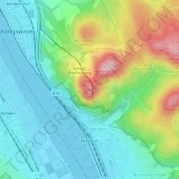 Drachenfels地形图、海拔、地势