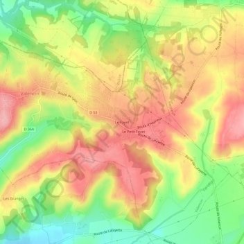 Le Fayet地形图、海拔、地势
