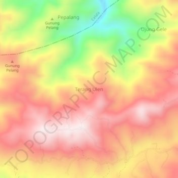 Terang Ulen地形图、海拔、地势
