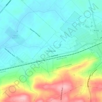 Walnuttown地形图、海拔、地势