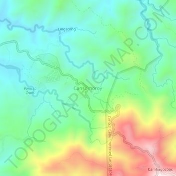 Cansomoroy地形图、海拔、地势
