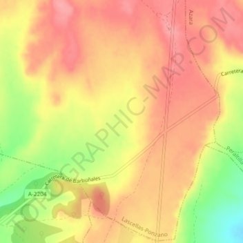 Estaños地形图、海拔、地势